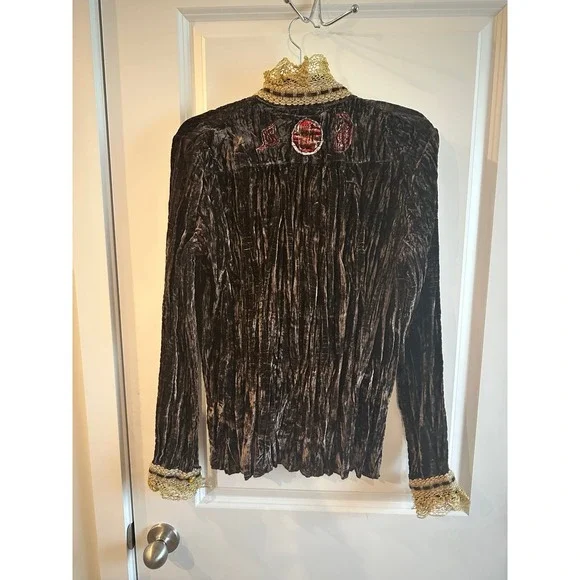 Alberto Malaki Renaissance Blouse Shirt Top Lace Women's size L Long Sleeve - Picture 5 of 8